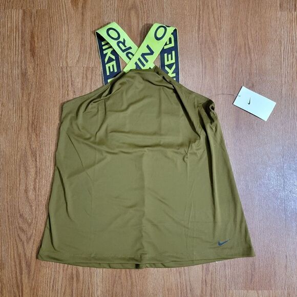 Nike Pro Intertwist Women's Tank Halter Racerback Top Gym Running Green Black M - Picture 2 of 5